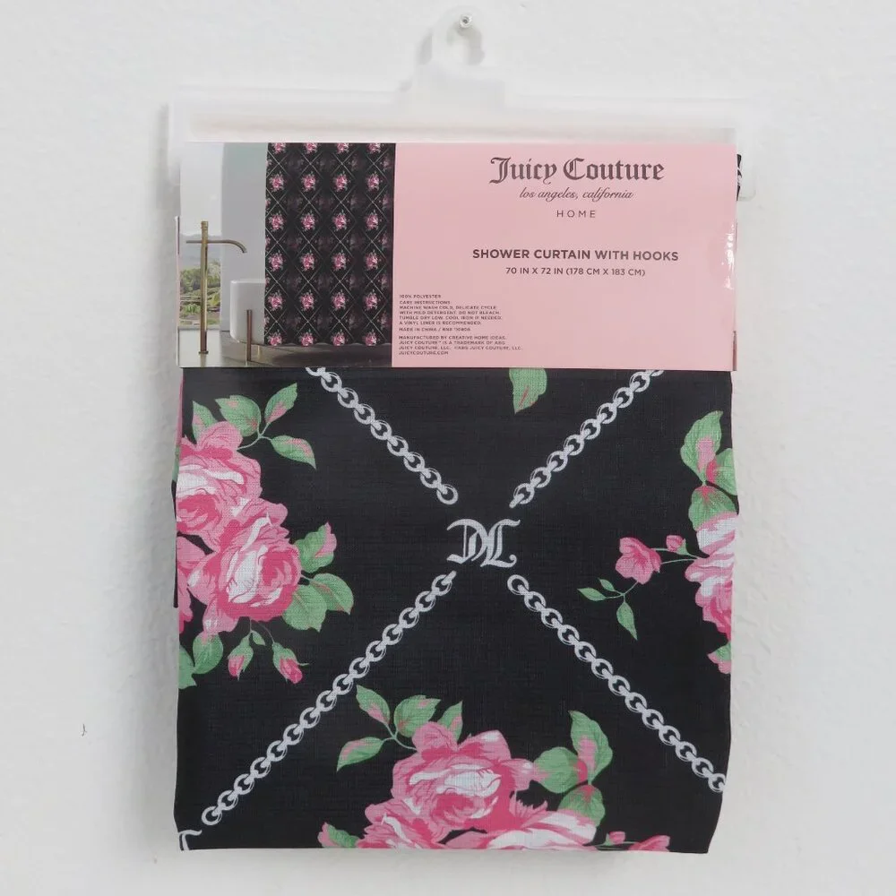 (#114) Juicy Couture Heart Print Shower Curtain with Hooks